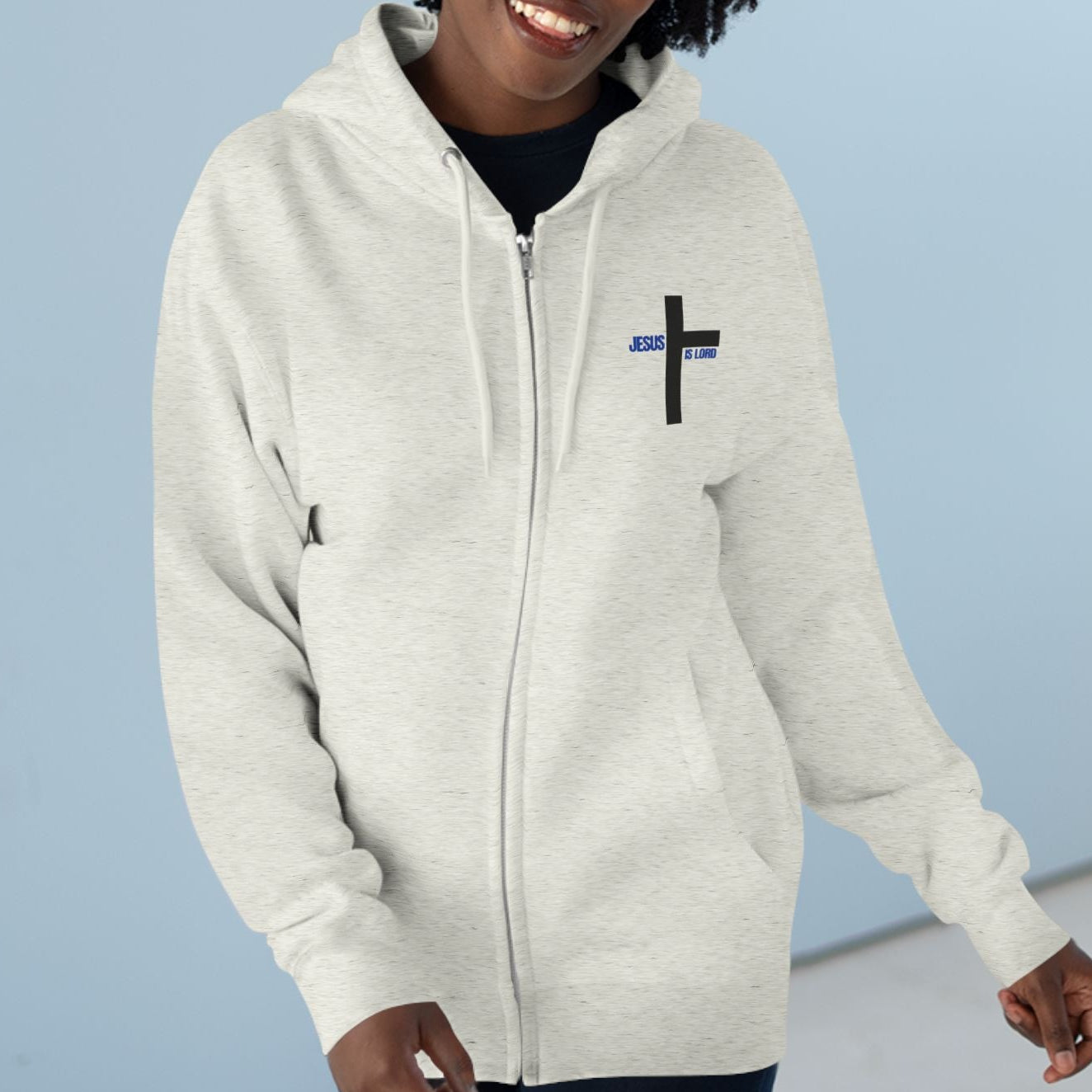 Every Knee Will Bow And Every Tongue Confess Jesus Is Lord Faith-Inspired Full Zip Hoodie | Inspirational Apparel, Christian Gift