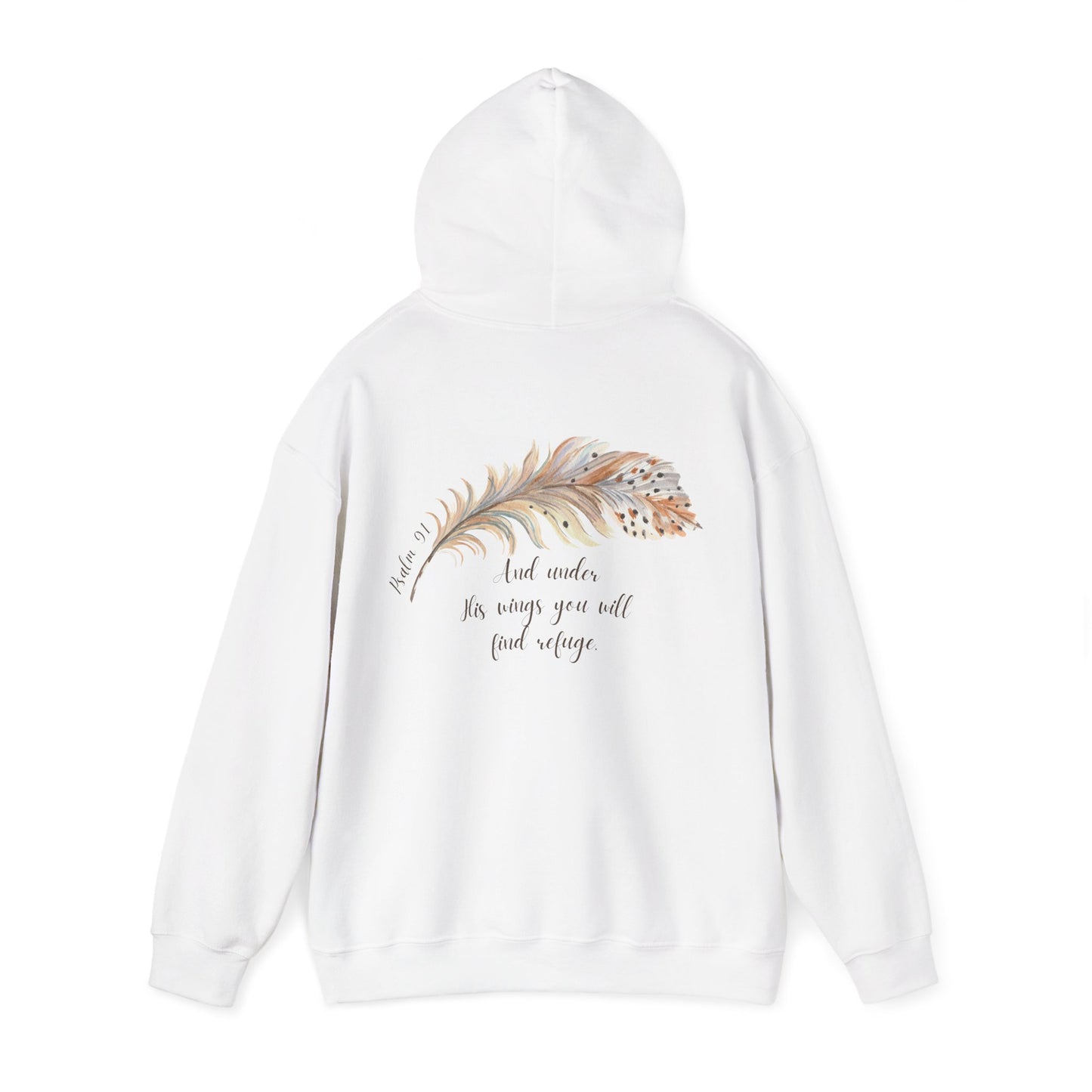 Psalm 91:4 Under His Wings You Will Find Refuge Heavyweight Sweatshirt, Feather Design For Women, Beautiful Christian Apparel