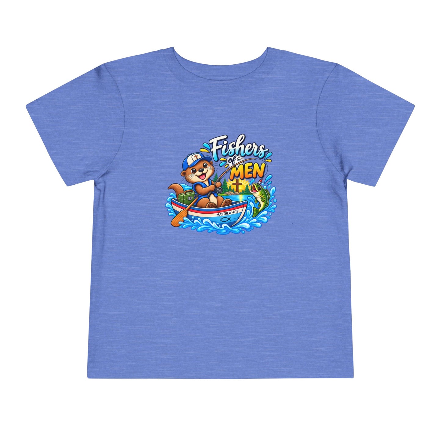Fishers of Men Christian Toddler T-Shirt | Matthew 4:19 Otter Fishing Tee | Faith-Based Little Kids Clothing