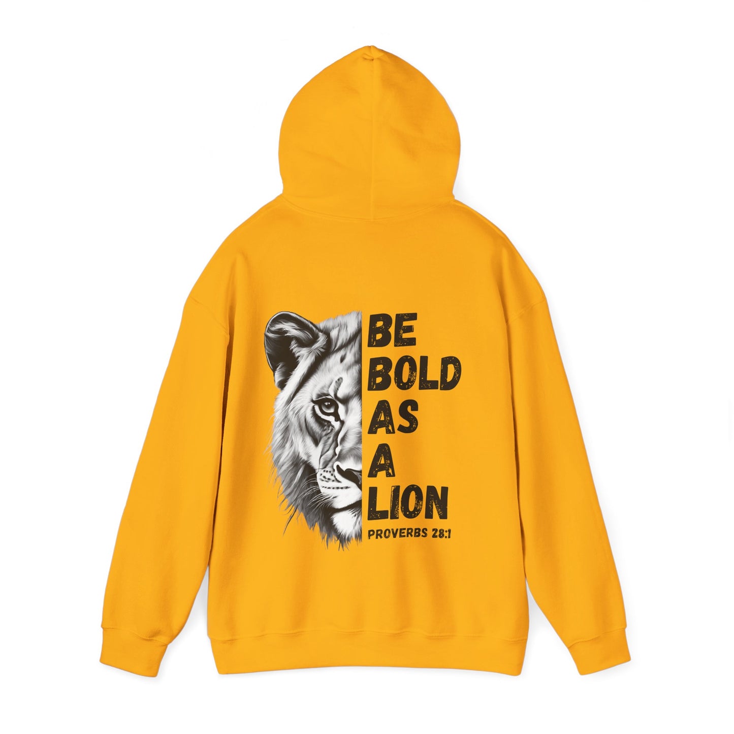 Be Bold As A Lion Christian Hoodie, Proverbs Bible Verse Hooded Sweatshirt, Lion Graphic Faith Based Sweatshirt