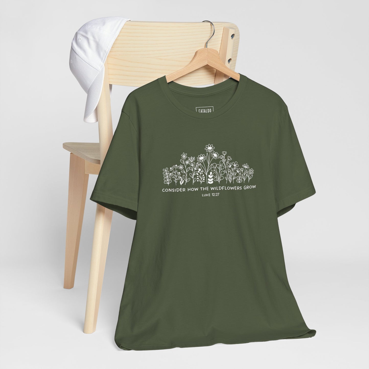 "Consider How The Wildflowers Grow" Luke 12 Bible Verse Graphic T-Shirt