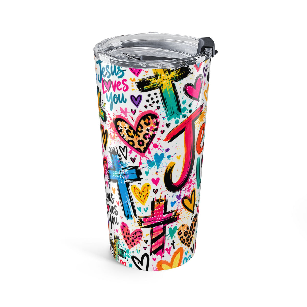 Jesus Loves You 20oz Tumbler | Colorful Christian Faith Cup with Lid