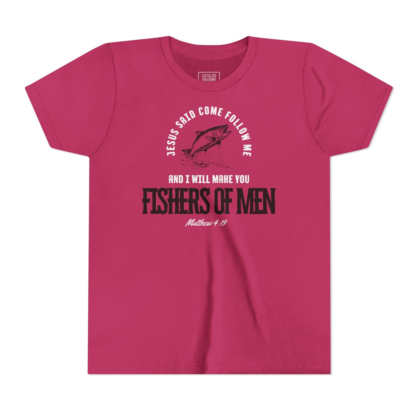 Fishers Of Men Youth Short Sleeve Scripture Tee - Inspirational Jesus Design