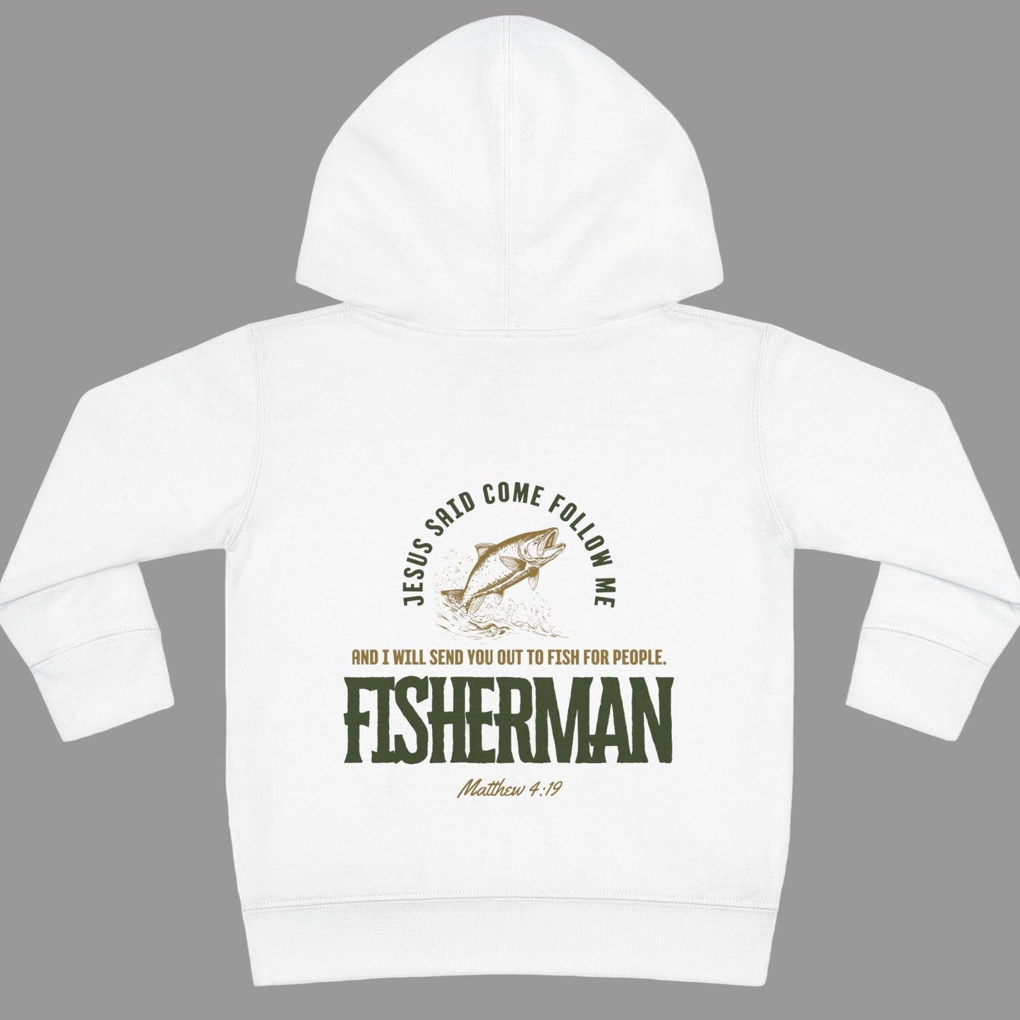 Toddler Christian Fleece Hoodie - Jesus Fisherman Design, Cute Kids Sweatshirt, Religious Baby Gift, Faith Hoodie