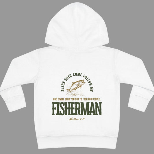 Toddler Christian Fleece Hoodie - Jesus Fisherman Design, Cute Kids Sweatshirt, Religious Baby Gift, Faith Hoodie