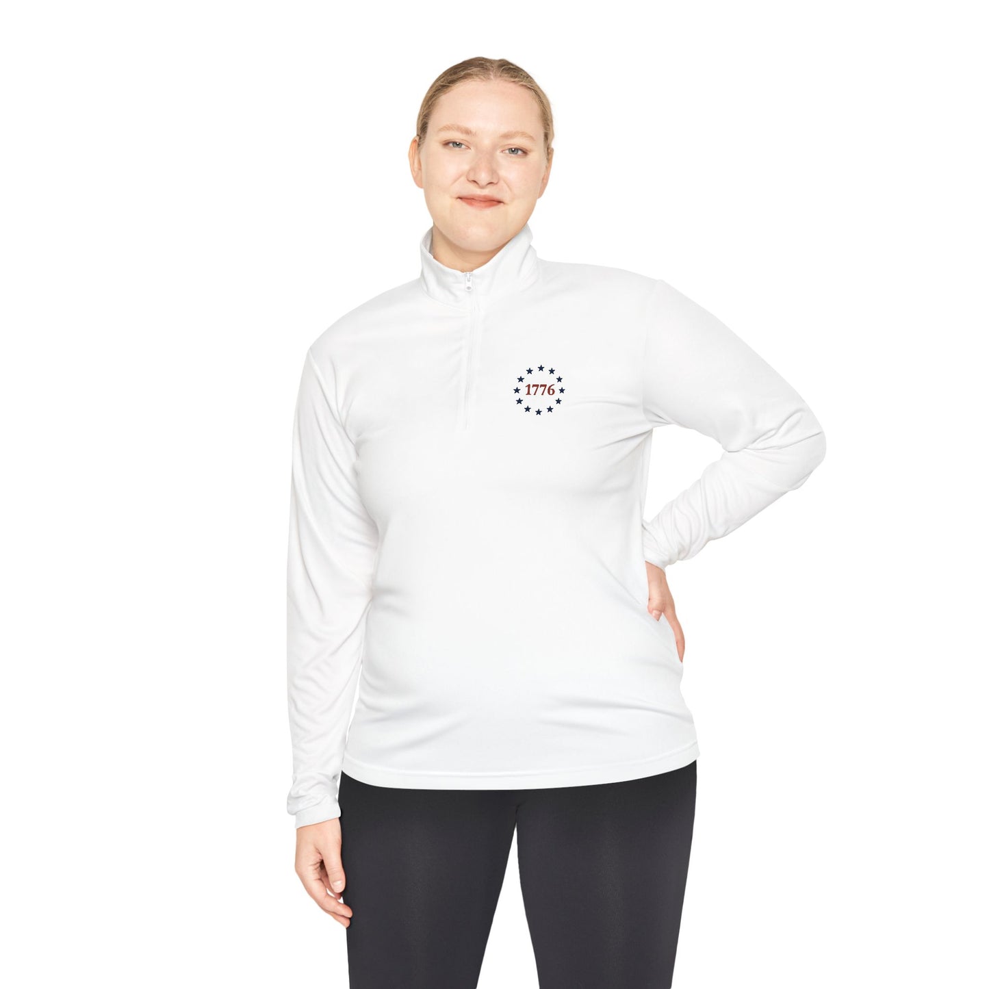 1776 One Nation Under God Patriotic Quarter-Zip. Fast Drying And Lightweight Athletic Pullover