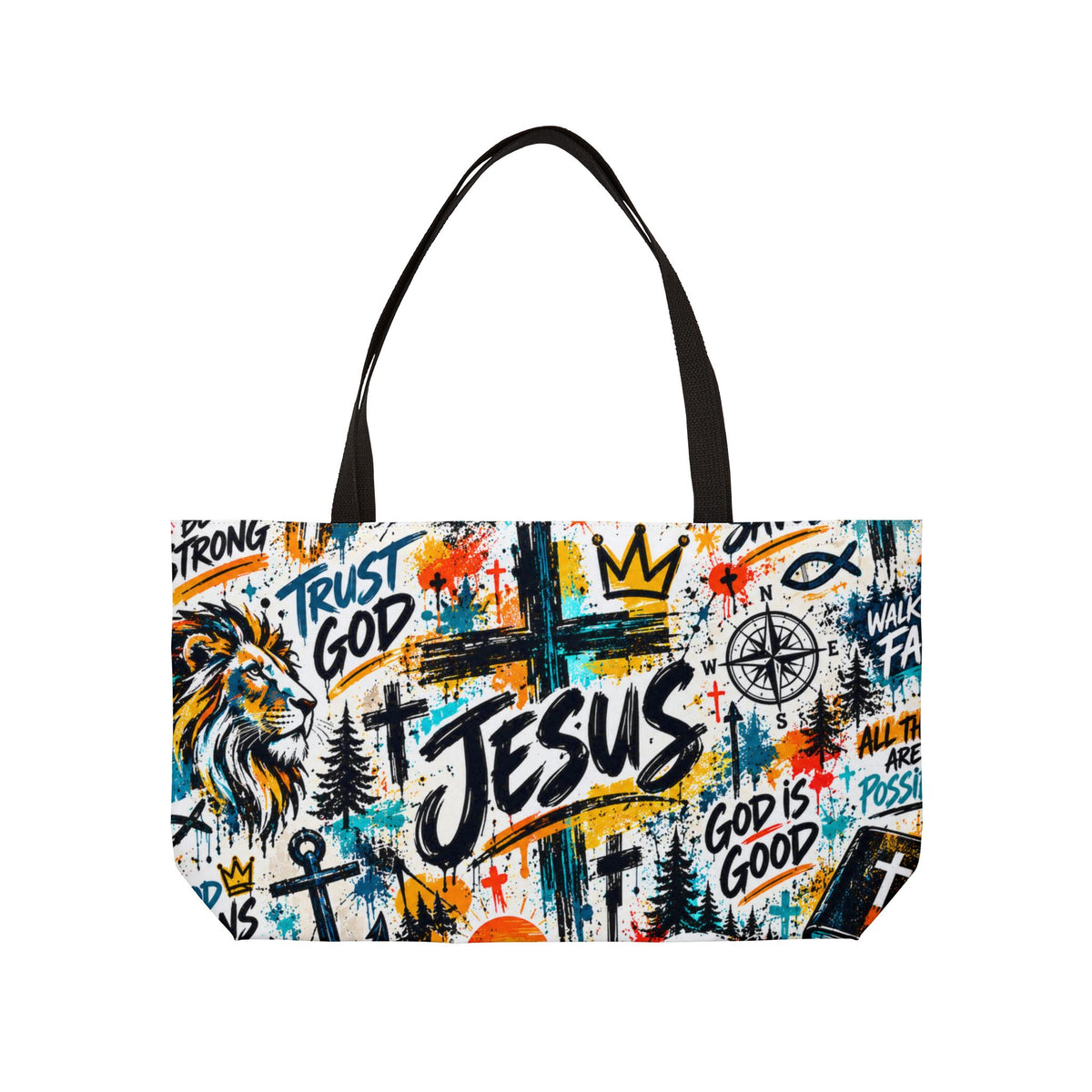 Jesus Christian Tote Bag | Faith Over Fear & Trust God Large Bible Verse Tote