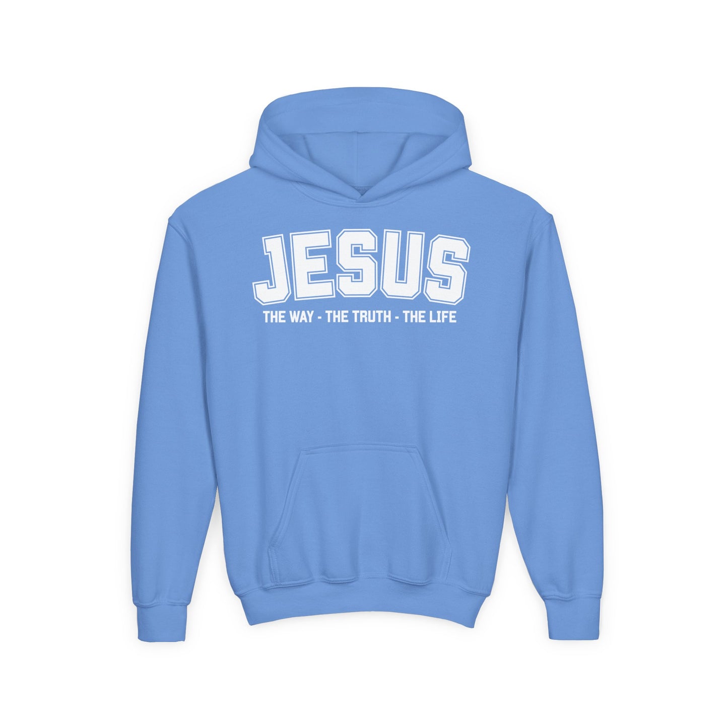 Youth Heavy Blend Hooded Sweatshirt - 'Jesus: The Way, The Truth, The Life' - Inspirational Christian Apparel, Cozy Hoodie for Kids