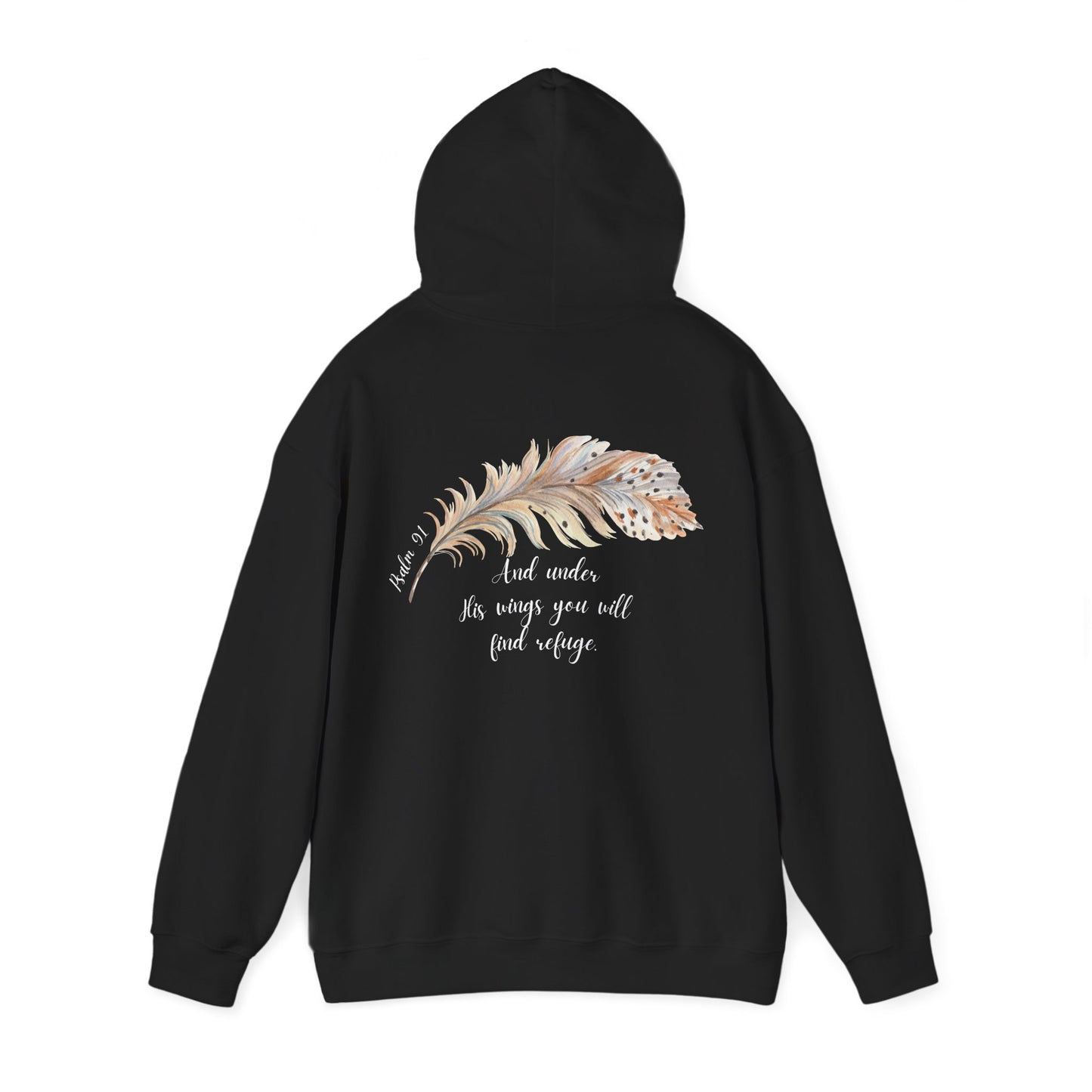 Psalm 91:4 Under His Wings You Will Find Refuge Heavyweight Sweatshirt, Feather Design For Women, Beautiful Christian Apparel