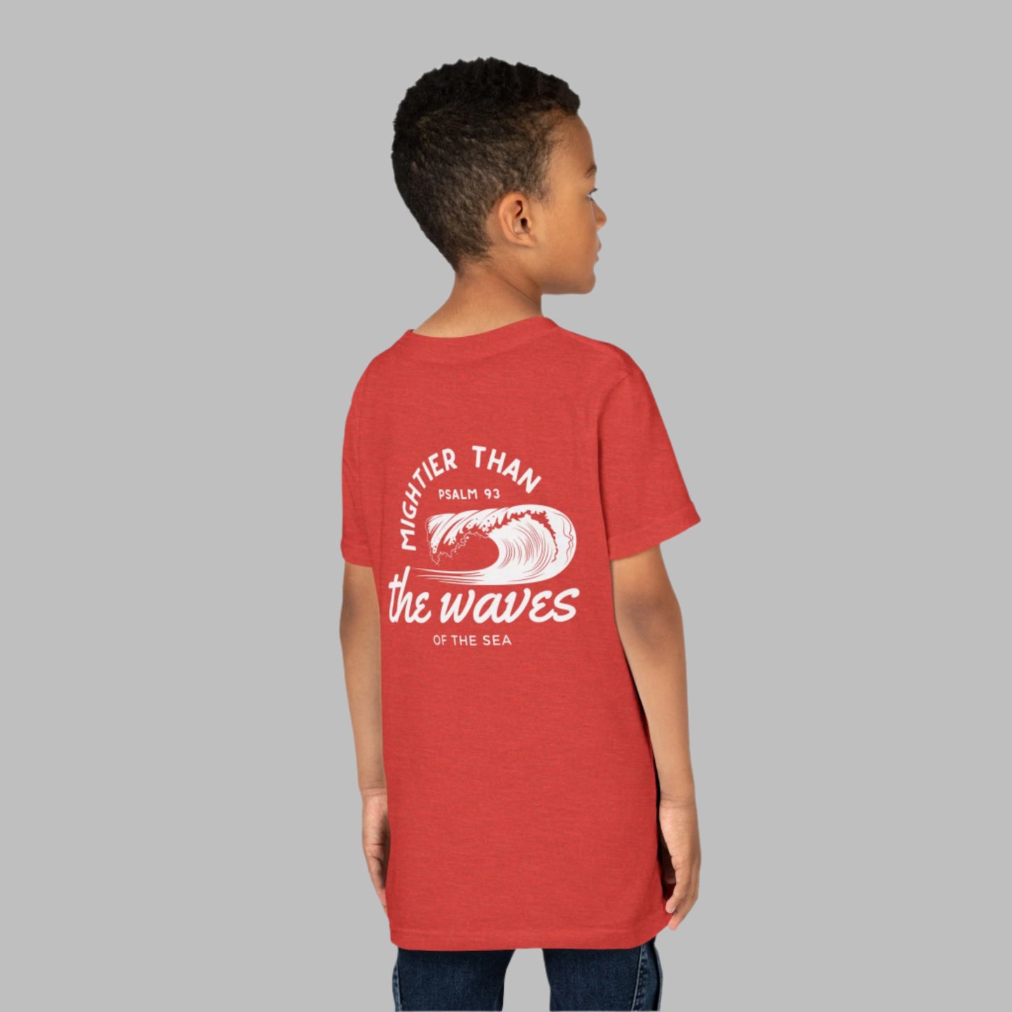 Kids Mightier Than The Waves Of The Sea Psalm Bible Verse Youth Short Sleeve Tee