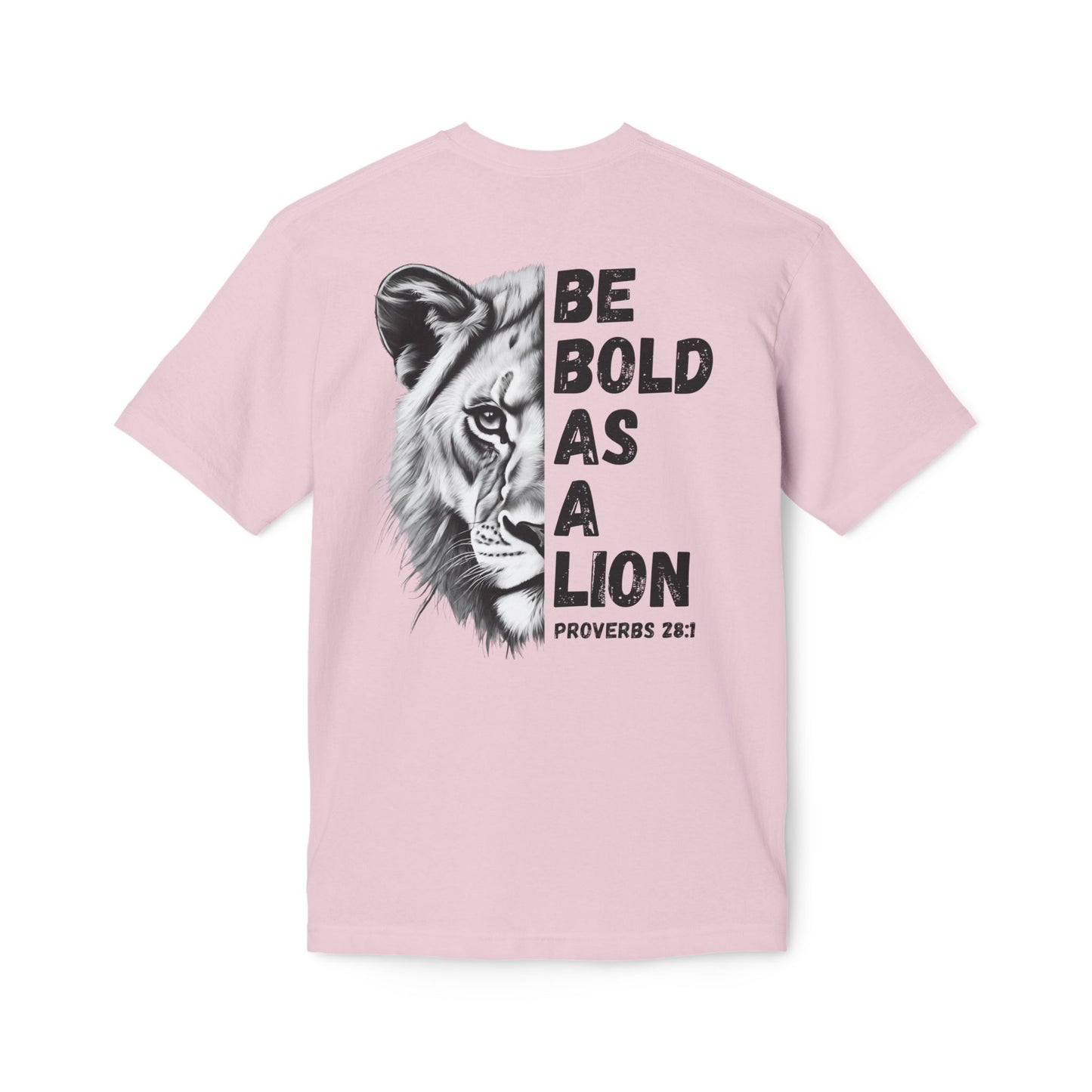 Made In The USA - Bold As A Lion Christian T-Shirt, Inspirational Tee, Faith Apparel, Proverbs 28:1