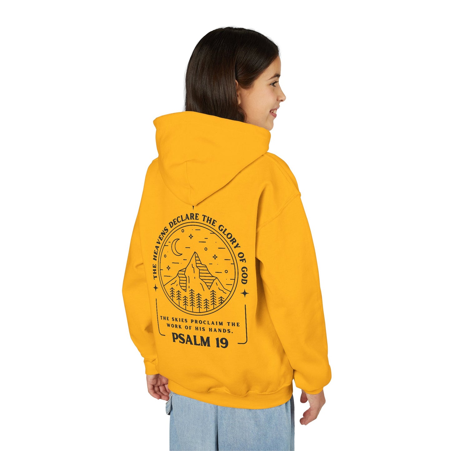 Youth Psalm 19 Hooded Sweatshirt, Cozy Kids Christian Apparel, 'The Heavens Declare The Glory Of God' Teen Bible Verse Hoodie