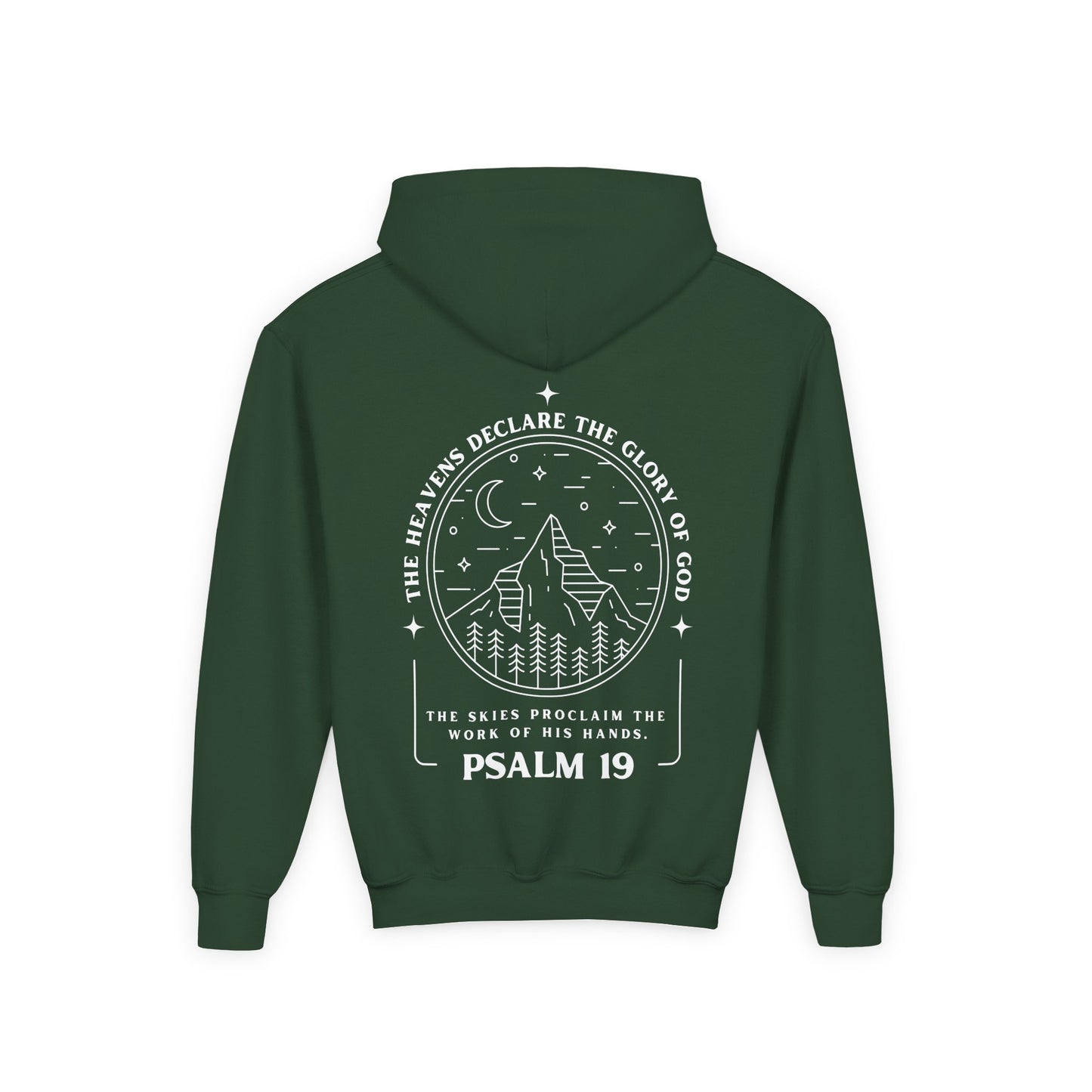 Youth Psalm 19 Hooded Sweatshirt, Cozy Kids Christian Apparel, 'The Heavens Declare The Glory Of God' Teen Bible Verse Hoodie