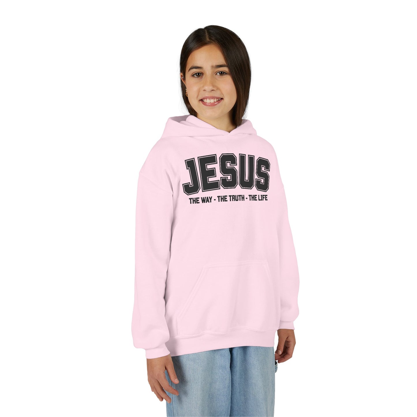 Youth Heavy Blend Hooded Sweatshirt - 'Jesus: The Way, The Truth, The Life' - Inspirational Christian Apparel, Cozy Hoodie for Kids
