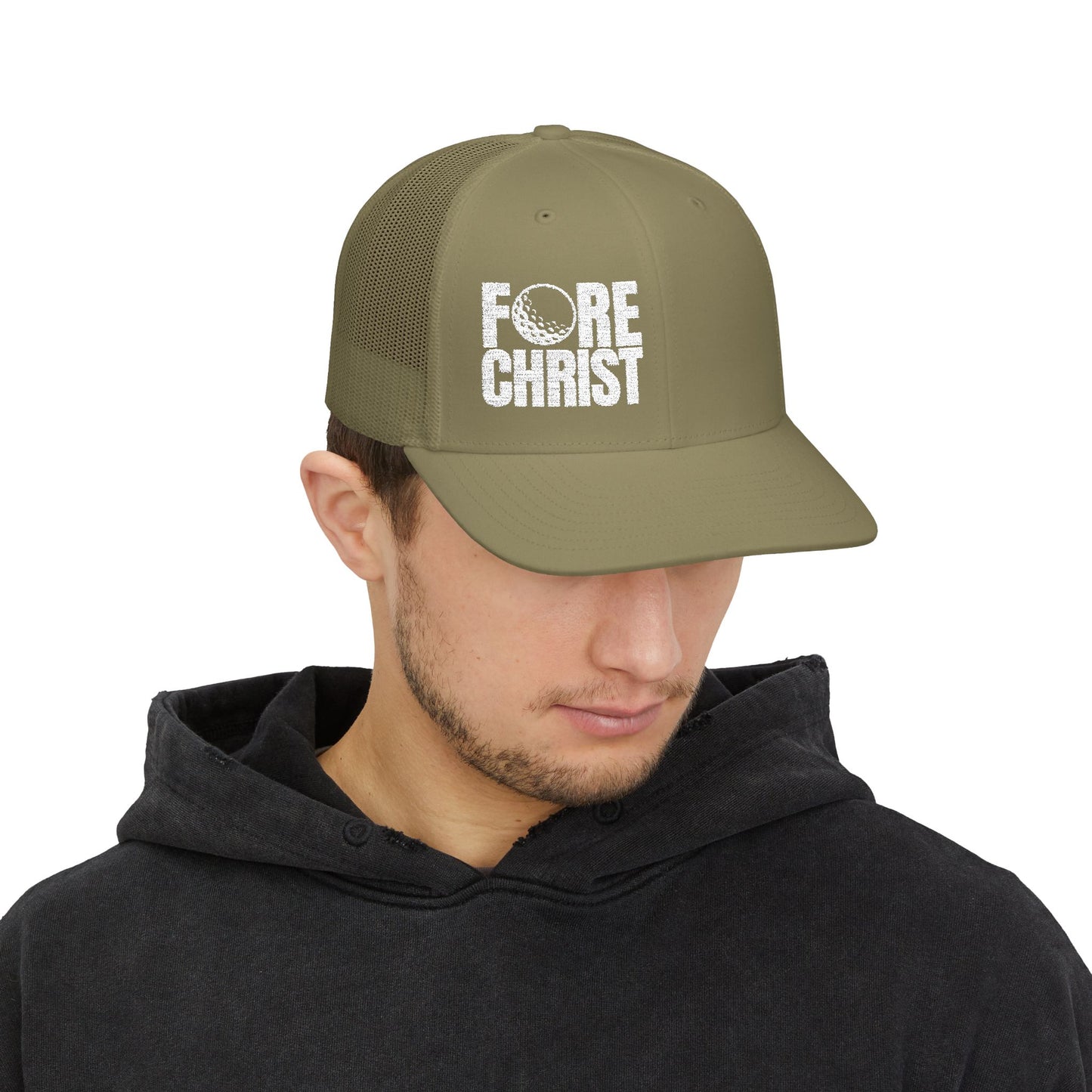 FORE CHRIST Snapback Trucker Cap - Stylish Golf Hat for Faith & Sport Enthusiasts