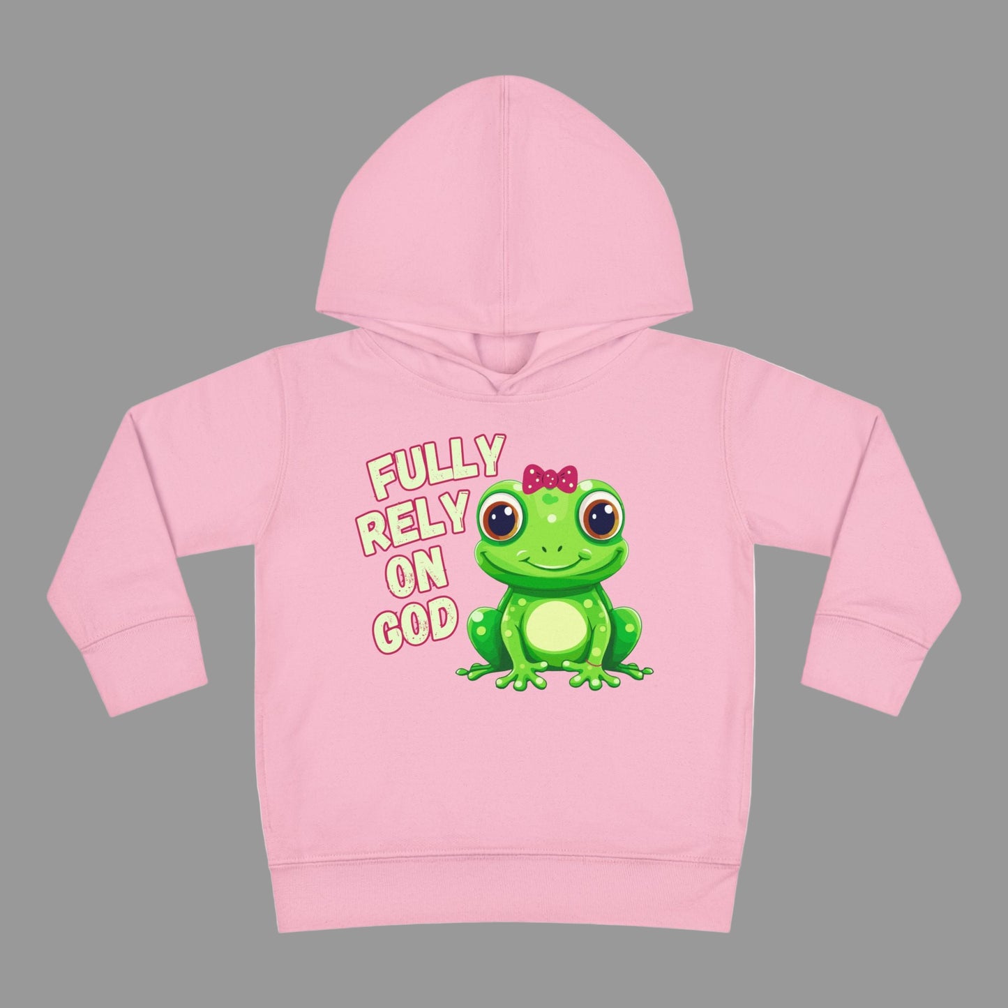 Fully Rely on God Toddler Hoodie - Adorable Frog Design, Christian Toddler Hoodies For Boys and Girls