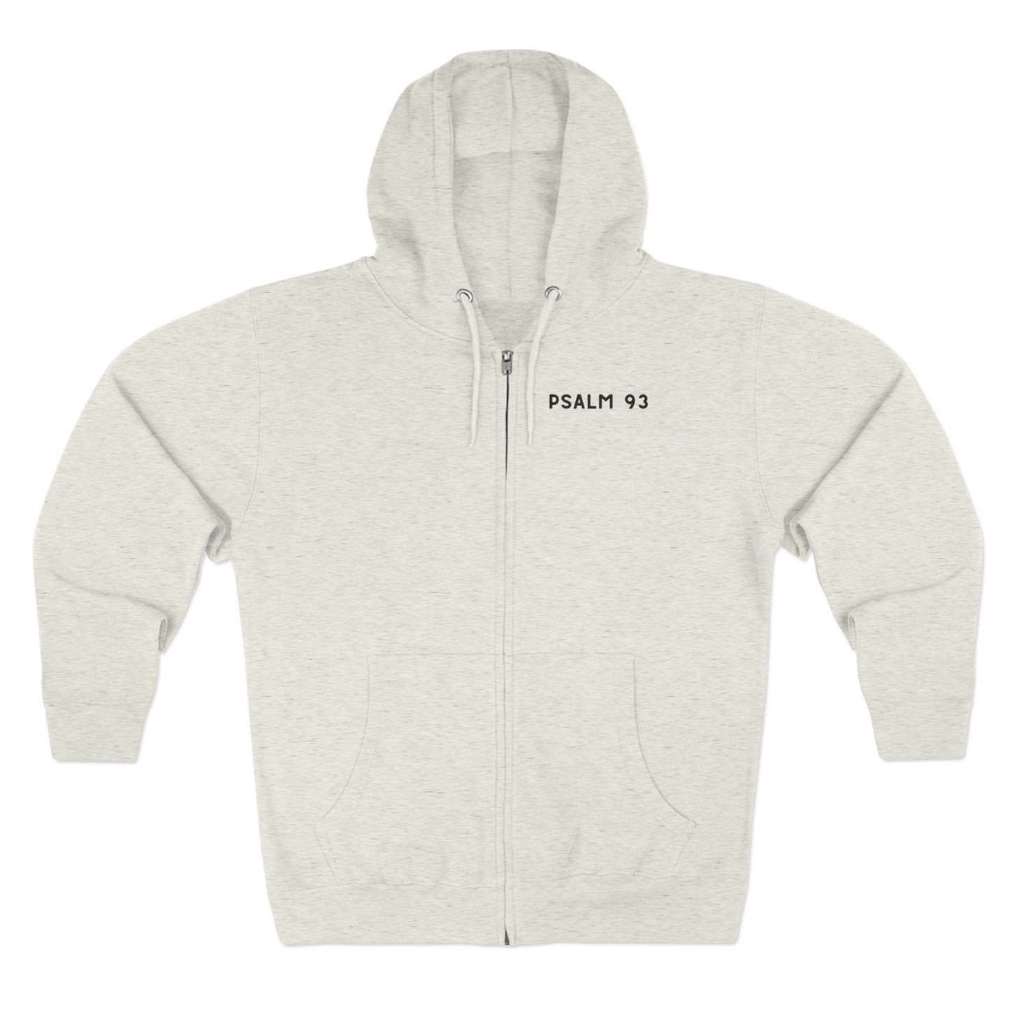 Psalm 93 'Mightier Than The Waves' Bible Verse Full Zip Hoodie | Christian Zip-Up Sweatshirt, Faith-Based Clothing, Scripture Hoodie. Hoodie in Oatmeal Heather 