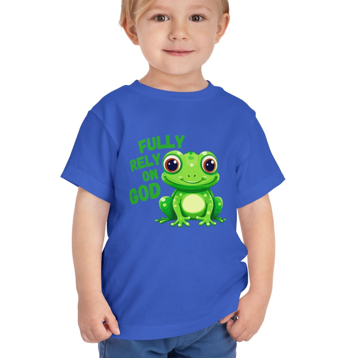 Full Rely On God Christian Toddler Tee, Frog Short Sleeve T-Shirt