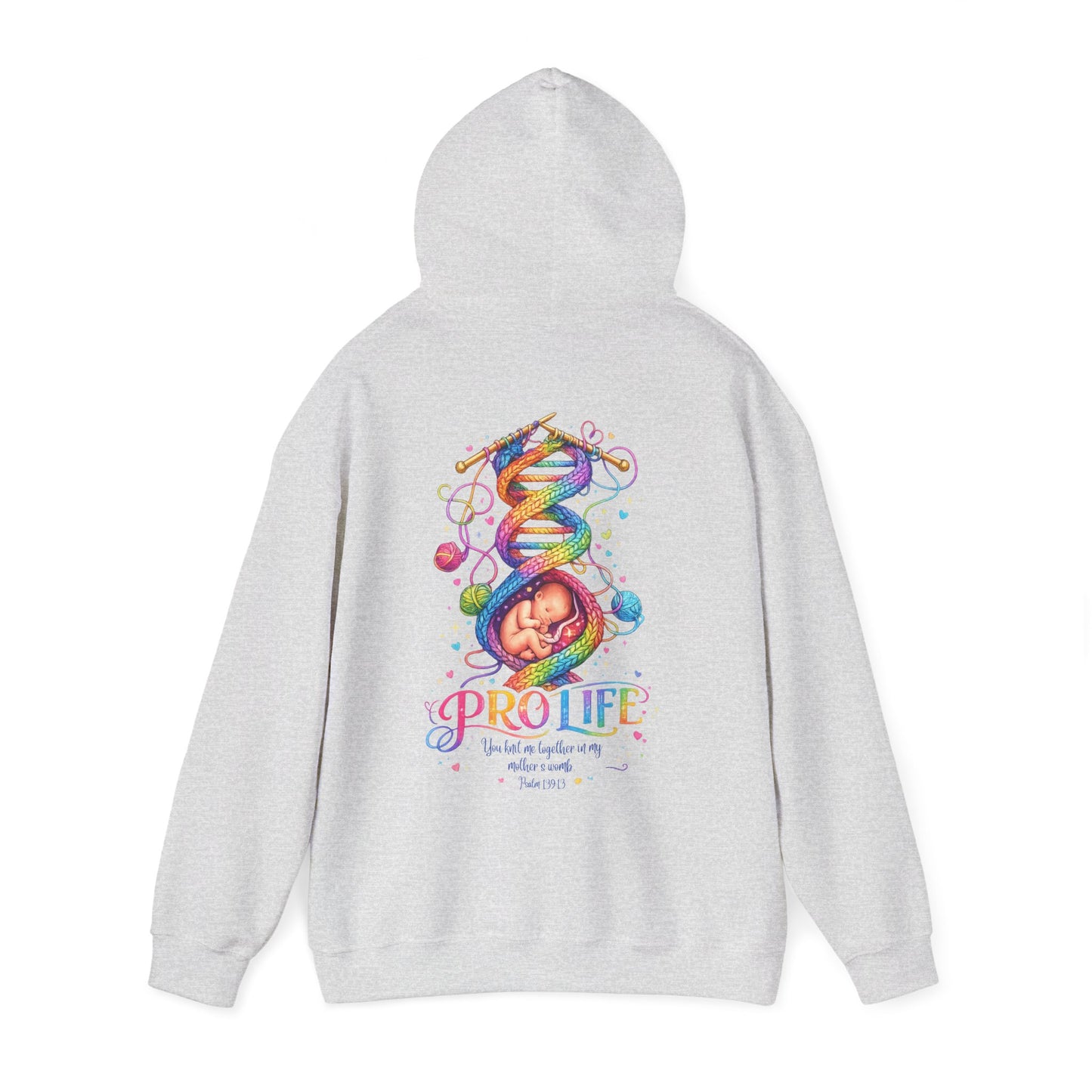 Pro-Life Christian Hoodie, Psalm 139 "You Knit Me Together" Heavy Blend Hooded Sweatshirt