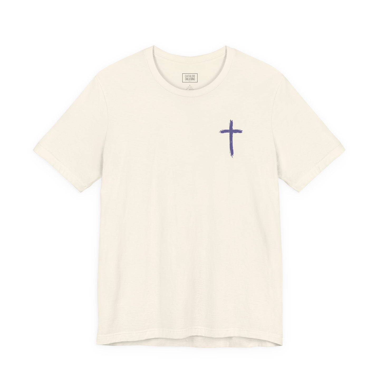 Unisex jersey short sleeve tee featuring floral design with Bible verse Luke 12:27 Christian inspirational shirt