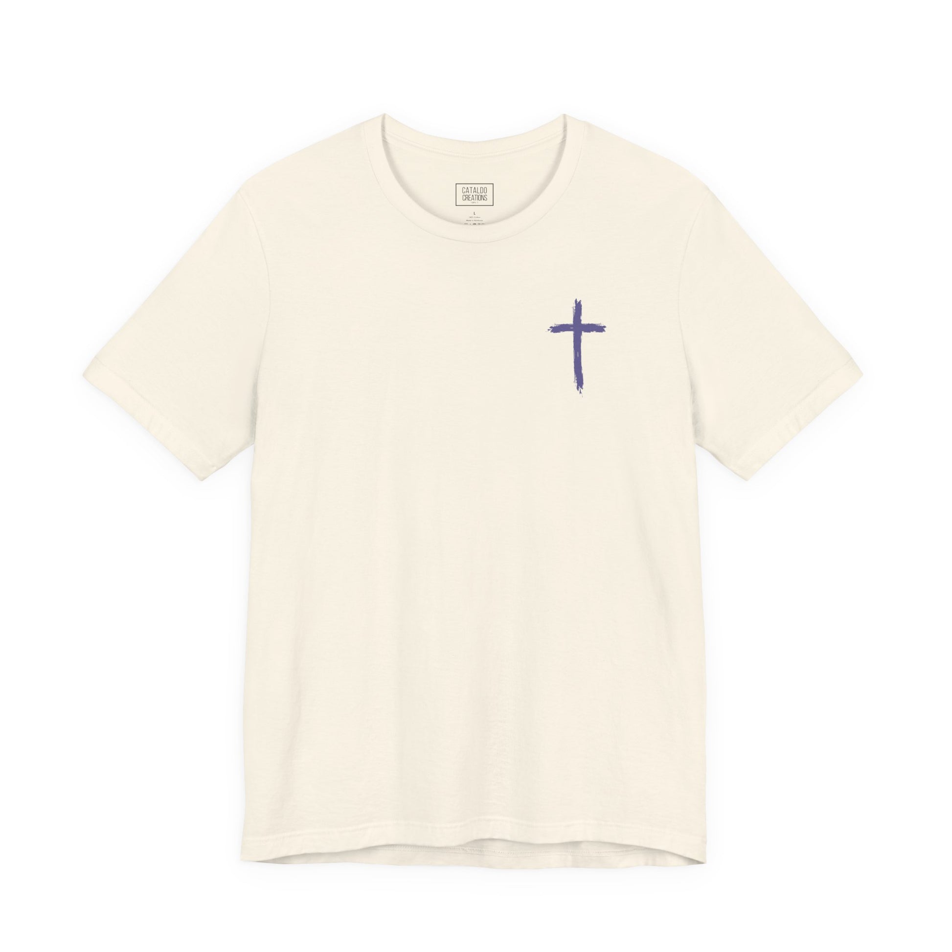 Unisex jersey short sleeve tee featuring floral design with Bible verse Luke 12:27 Christian inspirational shirt