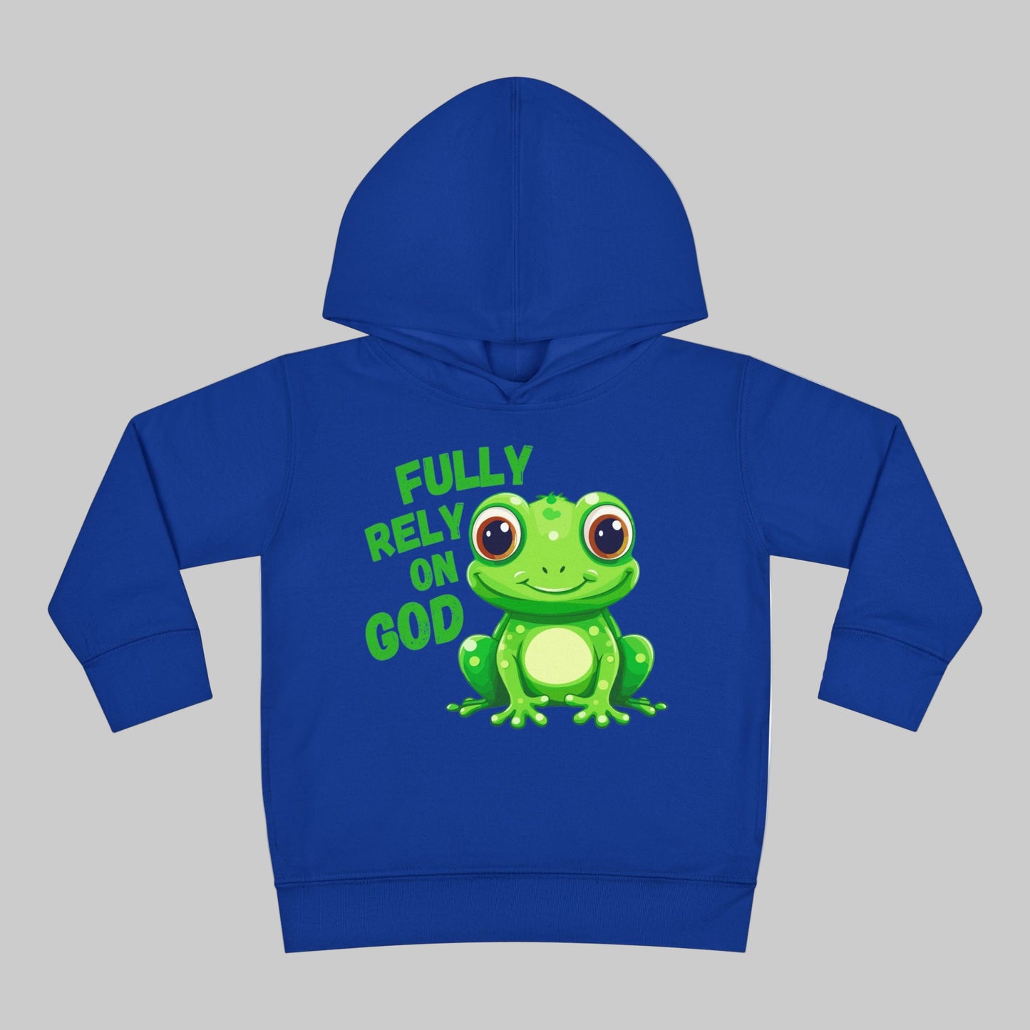 Fully Rely on God Toddler Hoodie - Adorable Frog Design, Christian Toddler Hoodies For Boys and Girls