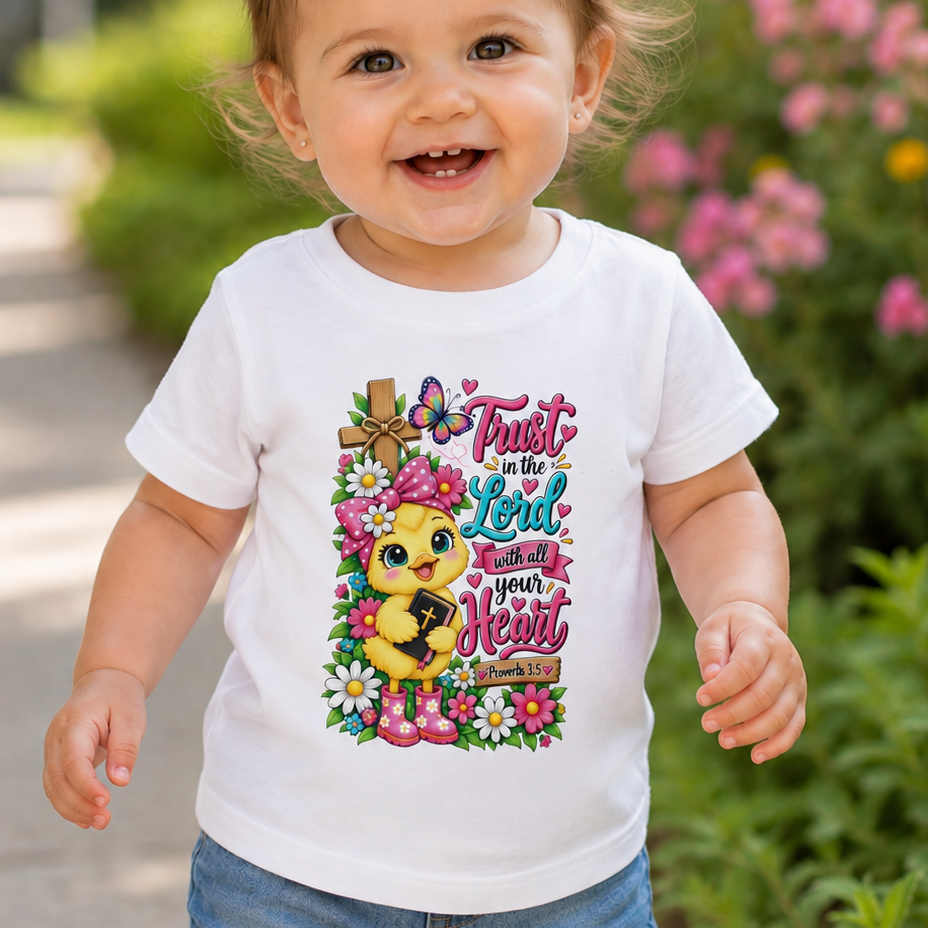 Trust in the Lord Infant Girl Christian Tee | Proverbs 3:5 Baby T-Shirt | Cute Faith-Based Baby Gift