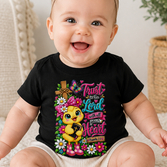 Trust in the Lord Infant Girl Christian Tee | Proverbs 3:5 Baby T-Shirt | Cute Faith-Based Baby Gift