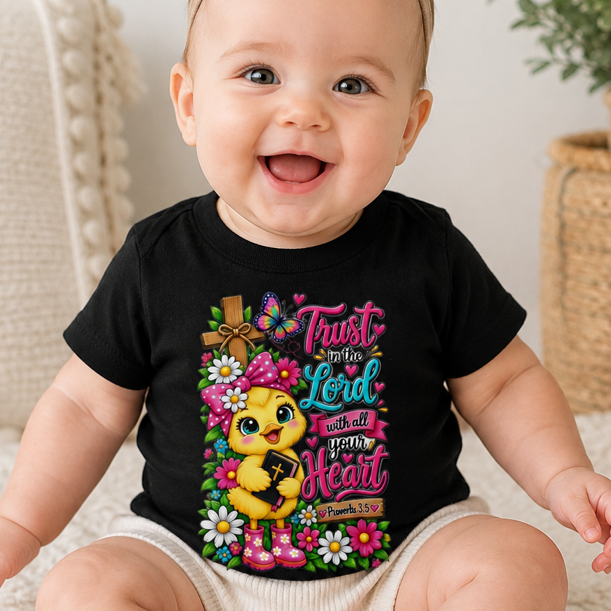 Trust in the Lord Infant Girl Christian Tee | Proverbs 3:5 Baby T-Shirt | Cute Faith-Based Baby Gift