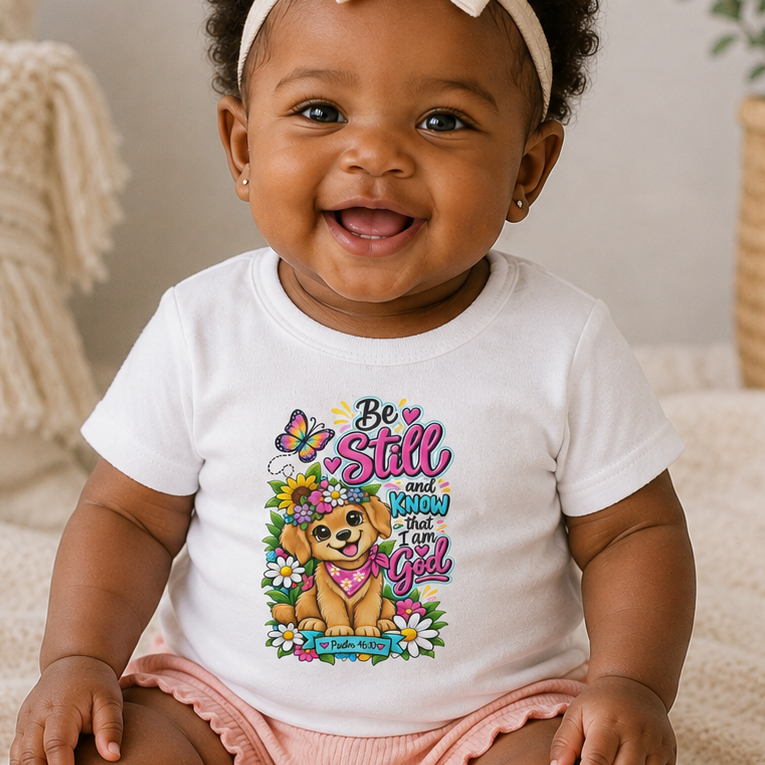 Be Still and Know That I Am God Infant Christian T-Shirt | Psalm 46:10 Baby Tee | Faith-Based Baby Shirt