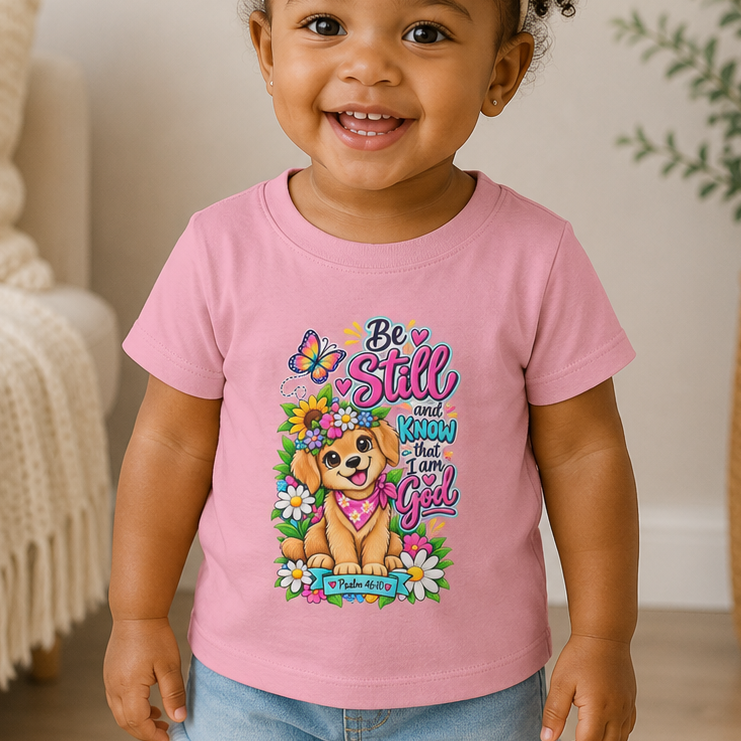 Be Still and Know That I Am God Infant Christian T-Shirt | Psalm 46:10 Baby Tee | Faith-Based Baby Shirt