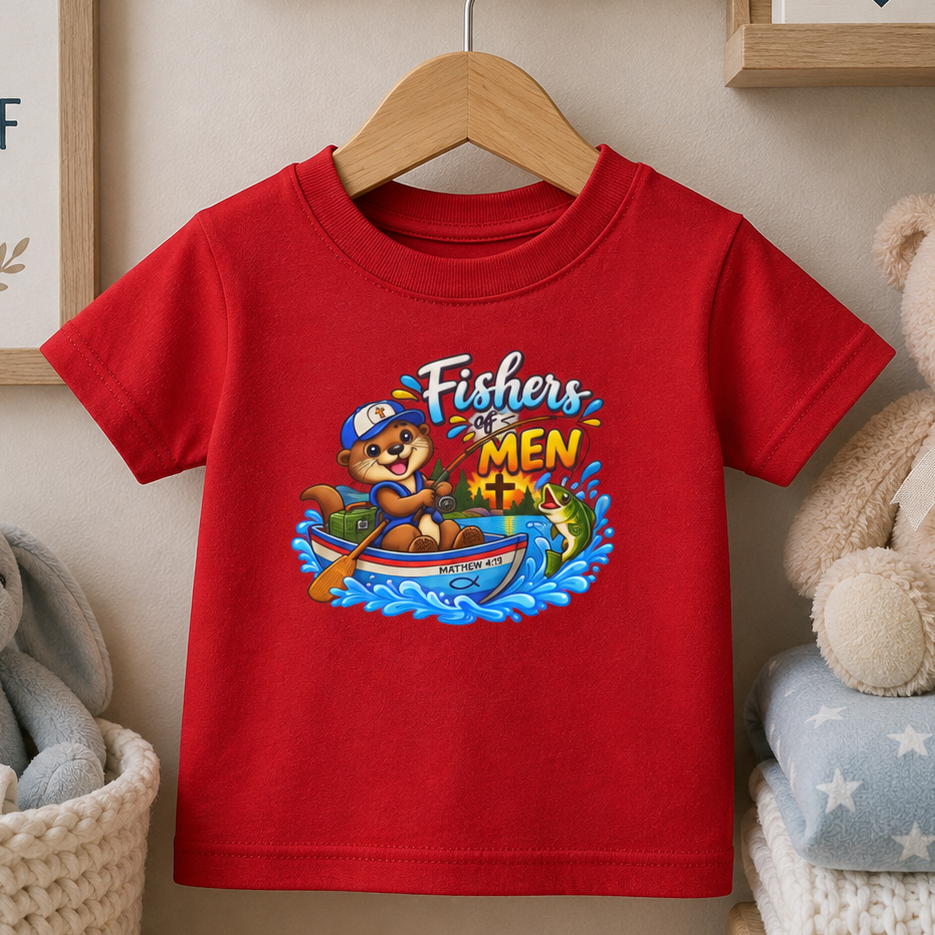 Fishers of Men Christian Infant T-Shirt – Matthew 4:19 Faith-Based Baby Tee with Cute Otter Design