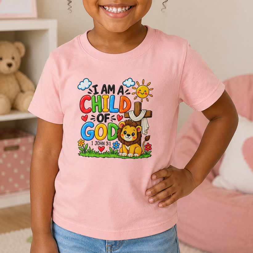 I Am a Child of God Toddler Christian T-Shirt | 1 John 3:1 Bible Verse Kids Tee | Faith-Based Toddler Shirt