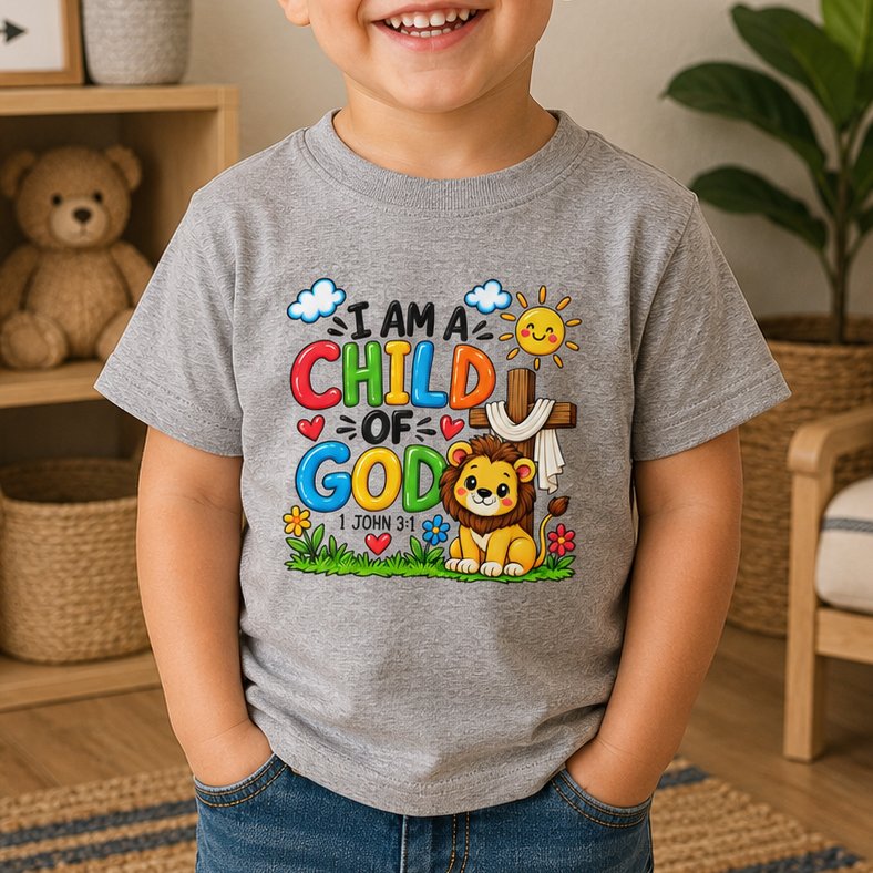 I Am a Child of God Toddler Christian T-Shirt | 1 John 3:1 Bible Verse Kids Tee | Faith-Based Toddler Shirt