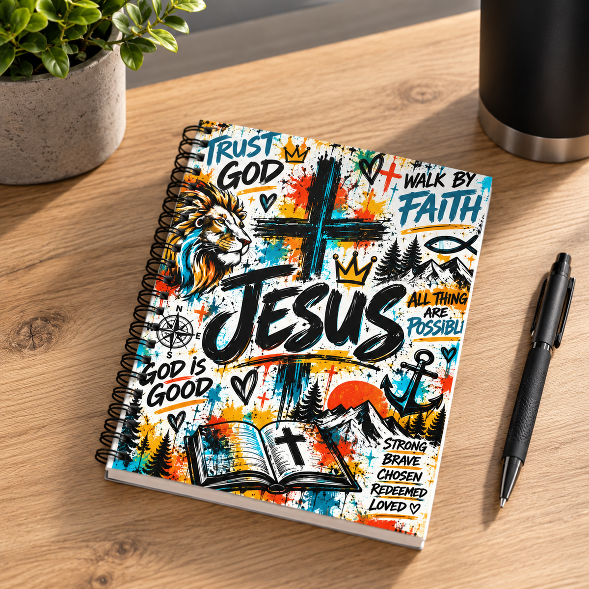 Jesus Walk by Faith Christian Spiral Notebook | Colorful Faith Journal – 6" x 8"
