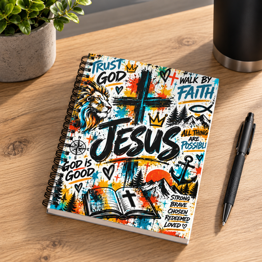 Jesus Walk by Faith Christian Spiral Notebook | Colorful Faith Journal – 6" x 8"