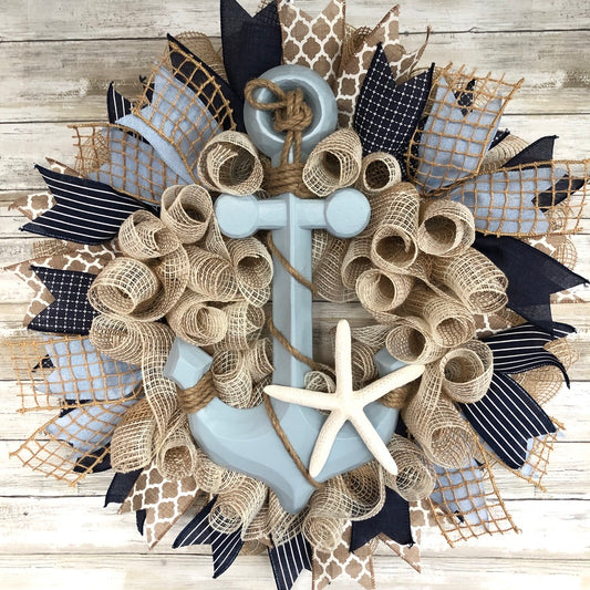 Nautical Anchor Door Wreath. Handmade Nautical door wreath