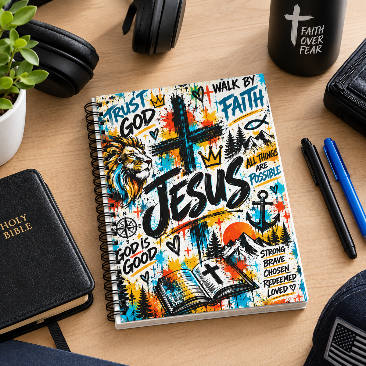 Jesus Walk by Faith Christian Spiral Notebook | Colorful Faith Journal – 6" x 8"