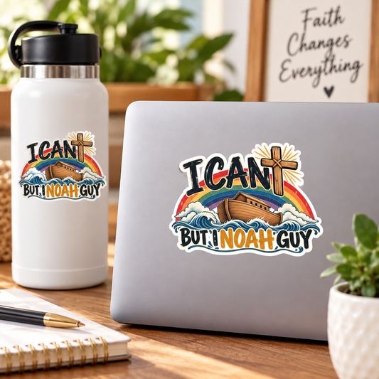 I Can't But I Noah Guy Christian Sticker | Noah's Ark Faith-Based Vinyl Decal