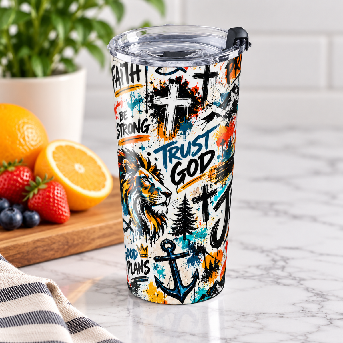 Jesus Christian 20oz Tumbler | Colorful Graffiti Faith-Inspired Stainless Steel Travel Cup