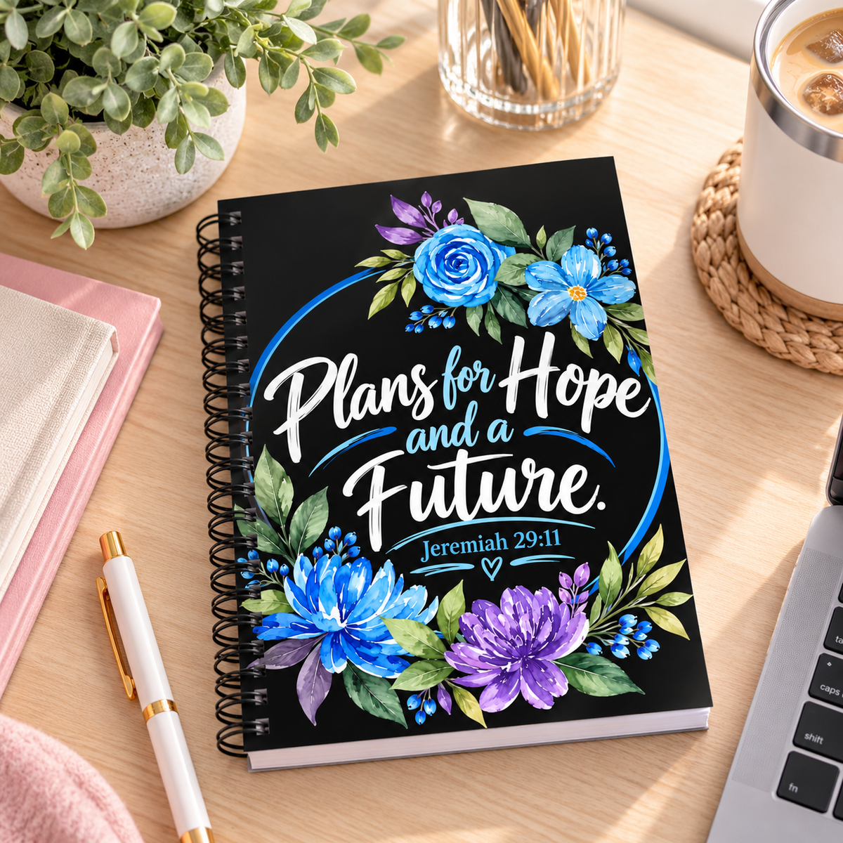 Jeremiah 29:11 Christian Spiral Notebook | Plans for Hope and a Future Floral Bible Verse Journal