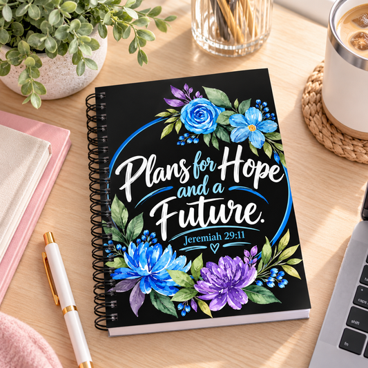 Jeremiah 29:11 Christian Spiral Notebook | Plans for Hope and a Future Floral Bible Verse Journal