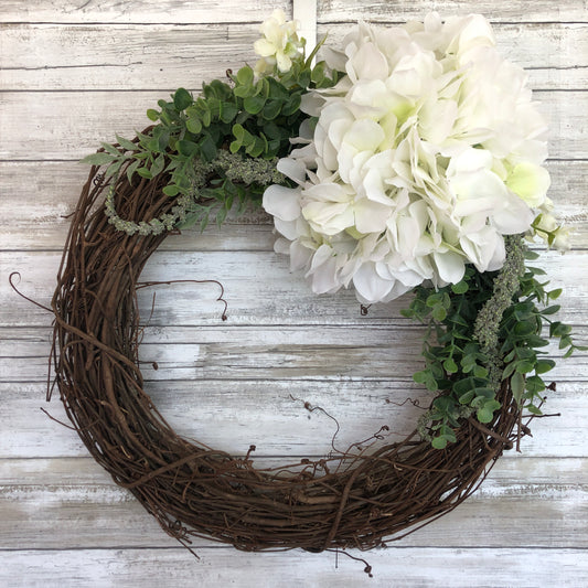 Eucalyptus And Hydrangeas Grapevine Door Wreath