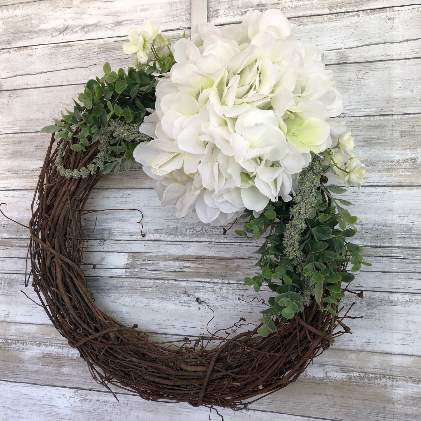 Eucalyptus And Hydrangeas Grapevine Door Wreath