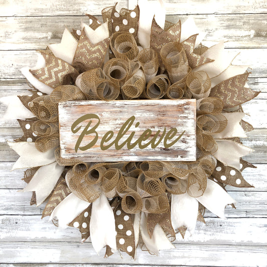 Believe Christmas Door Wreath