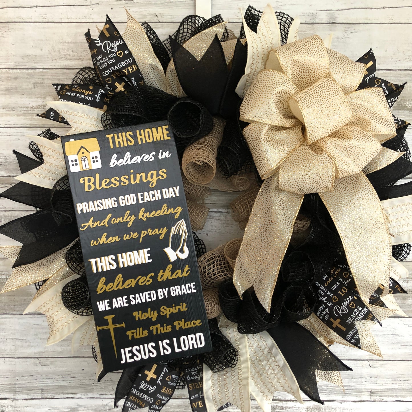 This Home Believes In Sign And Handmade Wreath