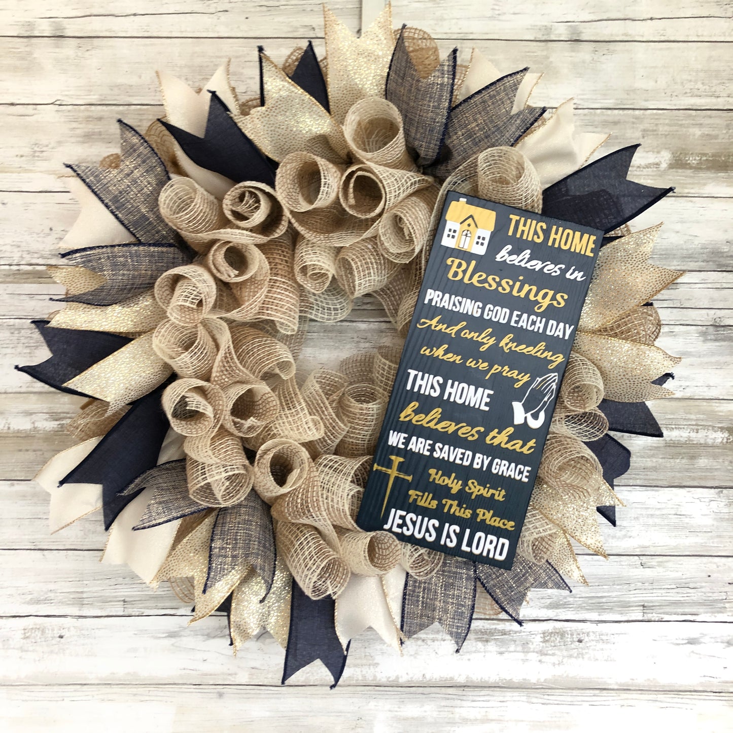 This Home Believes In Sign And Handmade Wreath