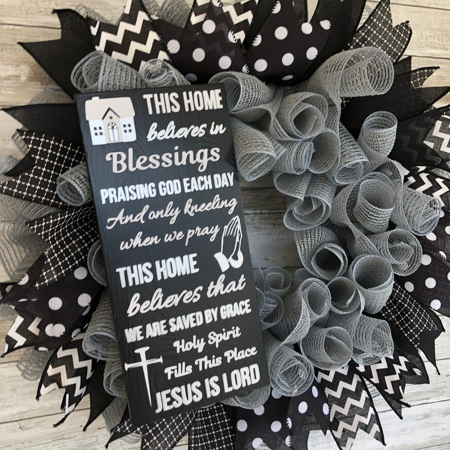 This Home Believes In Sign And Handmade Wreath