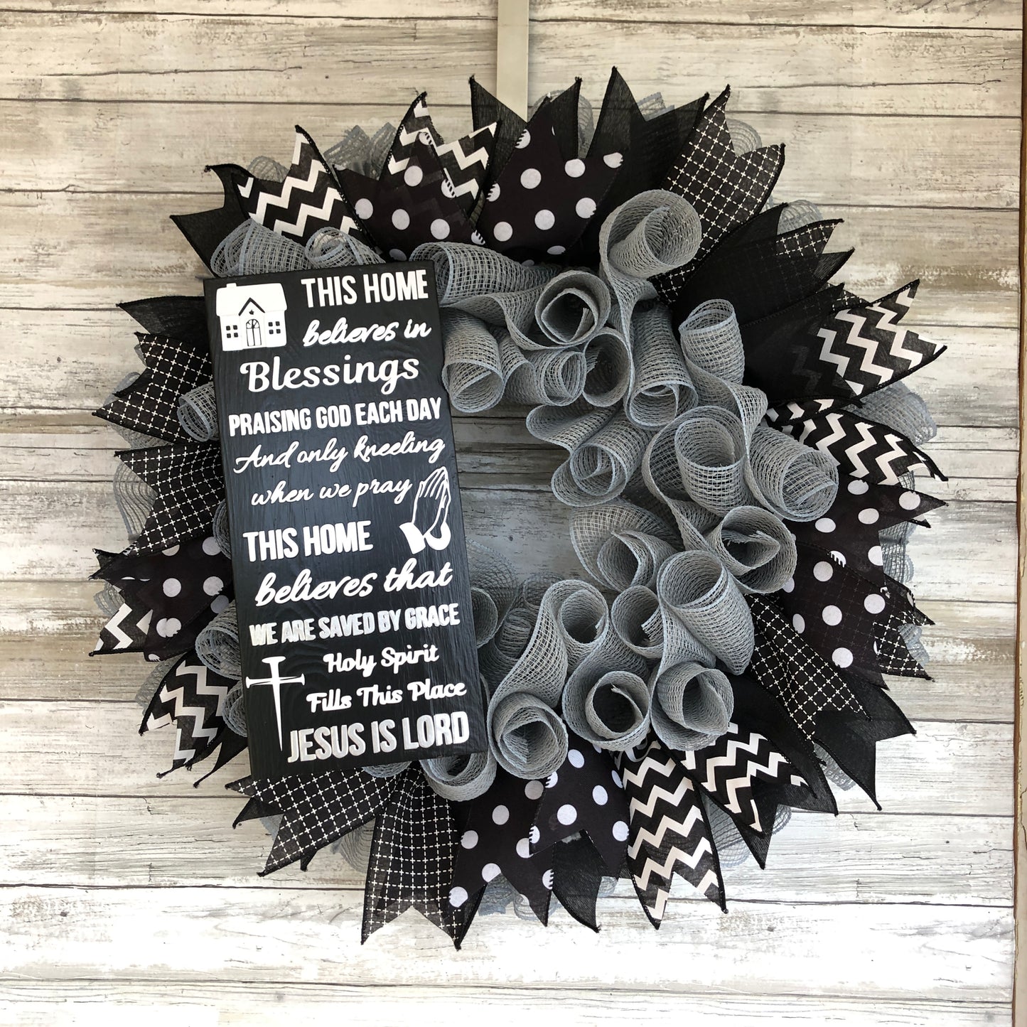 This Home Believes In Sign And Handmade Wreath