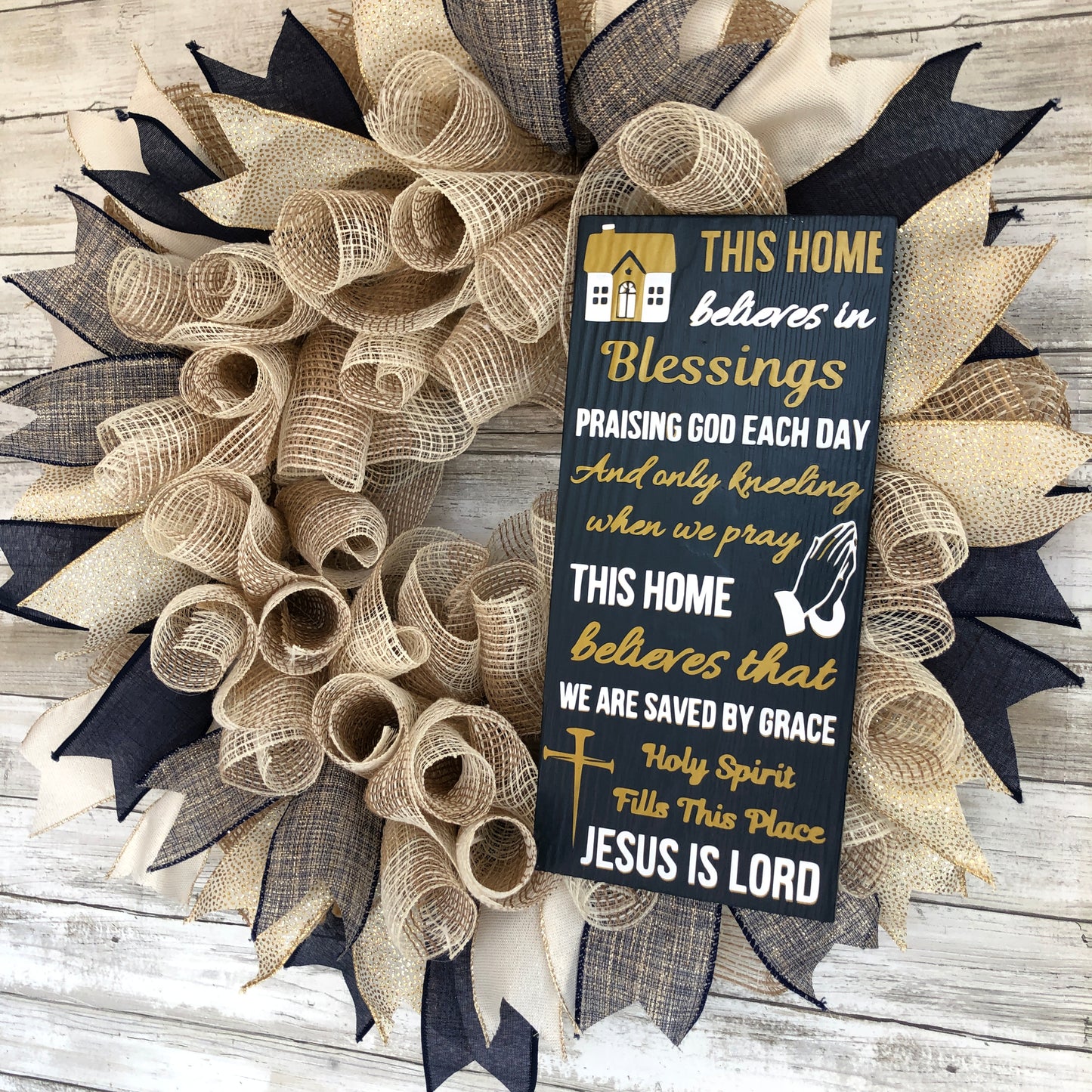 This Home Believes In Sign And Handmade Wreath